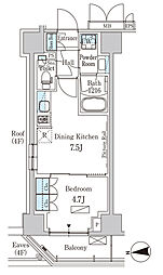 パークアクシス新宿西落合 1DKの間取図画像