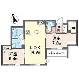 ソレイユ ルヴァン 2LDKの間取図画像