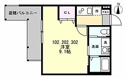 ベイルーム矢向リベルテ 1Kの間取図画像