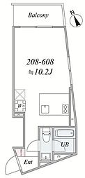 the trias kashiwa 1Kの間取図画像