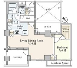 プラウド恵比寿 4階1LDKの間取り