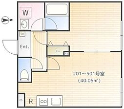 ＨＷ．ＨＩＬＬＳ綾瀬 5階1LDKの間取り