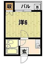 パレス池袋A ワンルームの間取図画像