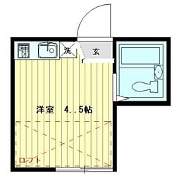 ライフピアキャピタル 2階ワンルームの間取り