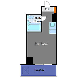 銀座ダイヤハイツ 2階ワンルームの間取り