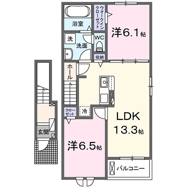 和歌山県和歌山市新中島(賃貸アパート2LDK・2階・59.00㎡)の写真 その2