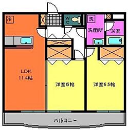 フロラシオン 3階2LDKの間取り
