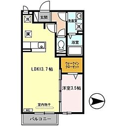 フィエスタ　1号館 1階1LDKの間取り