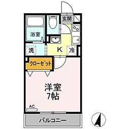エスポワール新百合ヶ丘 1Kの間取図画像