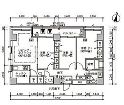 東雲キャナルコートＣＯＤＡＮ18号棟 8階3LDKの間取り