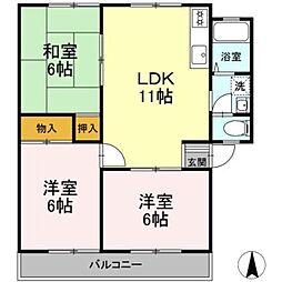 TAPサンハイツABC 2階3LDKの間取り