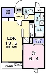 サンクレア 1LDKの間取図画像