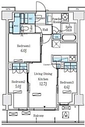 ロイヤルパークス赤羽ノース 4階3LDKの間取り
