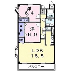 JR紀勢本線 紀三井寺駅 徒歩18分の賃貸マンション 2階2LDKの間取り