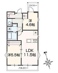 ＭＥＬＤＩＡ東武練馬II 3階2LDKの間取り