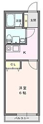 ルーチェ世田谷桜 1階1Kの間取り