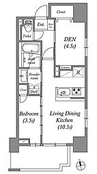 コスモグラシア浅草 2階1SLDKの間取り