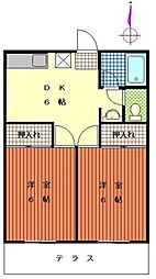 中央コータース 2DKの間取図画像