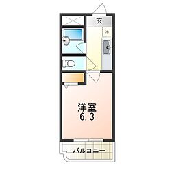 プリミエール白鷺 3階1Kの間取り