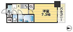 セオリー神戸クレール 1Kの間取図画像