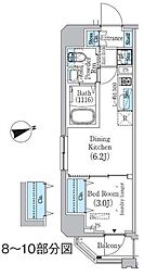 プライムブリス東中野駅前 10階1DKの間取り