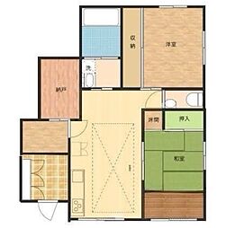 小倉台5丁目貸家1階 2SLDKの間取り