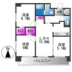 Prime 3LDKの間取図画像