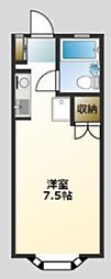 メゾン片倉 1階ワンルームの間取り