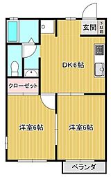 ノースヴィレッジ 2DKの間取図画像
