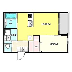 山陽電鉄本線 西新町駅 徒歩6分の賃貸アパート 2階1LDKの間取り