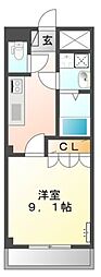 ドリーム菊名 2階1Kの間取り