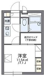 レオパレスセジュール 2階1Kの間取り