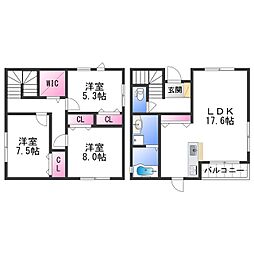 カーサ・フェリーチェ 1階3LDKの間取り