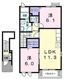 グラン・モンターニュ弐番館 2LDKの間取図画像