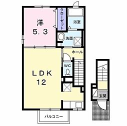 ミルト・ラフレシール 2階1LDKの間取り