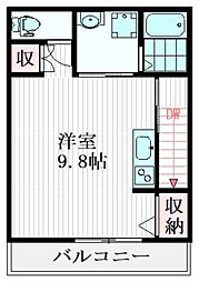 Tigre Daizawa 2階ワンルームの間取り