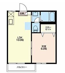 コーポヤコウA 1LDKの間取図画像