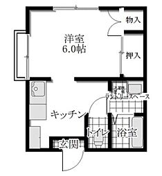 コンフォート赤羽 2階1Kの間取り