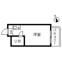 東京メトロ千代田線 代々木公園駅 徒歩12分の賃貸マンション 3階ワンルームの間取り