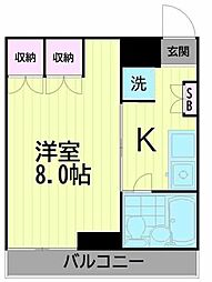 クレール浅野 1Kの間取図画像