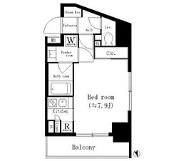 パークキューブ新板橋 7階1Kの間取り