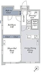 東京メトロ丸ノ内線 新大塚駅 徒歩10分の賃貸マンション 4階2LDKの間取り