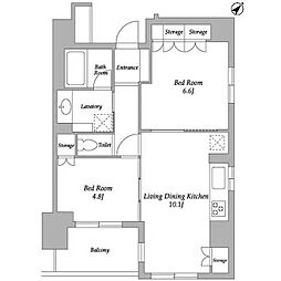 HF若松河田レジデンス 5階2LDKの間取り