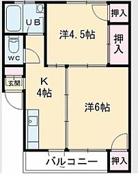 カノープス三軒茶屋 2Kの間取図画像