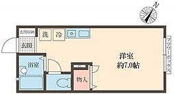 小田急小田原線 町田駅 徒歩11分の賃貸アパート 2階ワンルームの間取り