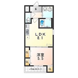 フジパレスJR西宮駅北 1LDKの間取図画像
