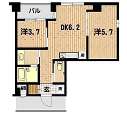 金成ビル 2DKの間取図画像