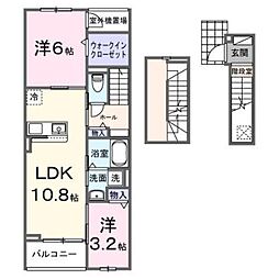カーサアリアーテII 3階2LDKの間取り
