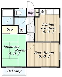 ハイツアキ 1階2DKの間取り