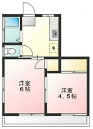 高橋コーポ 2階2DKの間取り